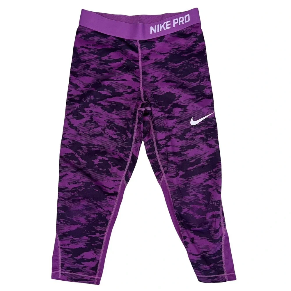 Nike Pro Dri-Fit Girls Training Short Leggings Purple Elastic XL Woman's Size S